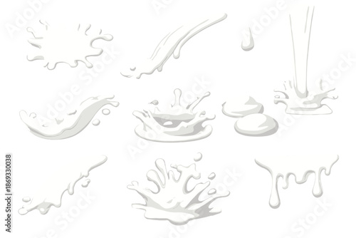 Dynamic White Liquid Splashes and Drops on a Gradient Background