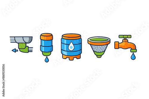 Water collection and filtration icons