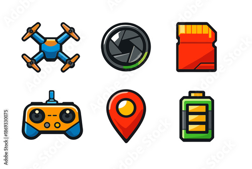 Drone and accessories icons