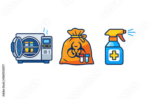 Medical laboratory equipment and supplies icons