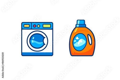 Washing machine and laundry detergent bottle icons