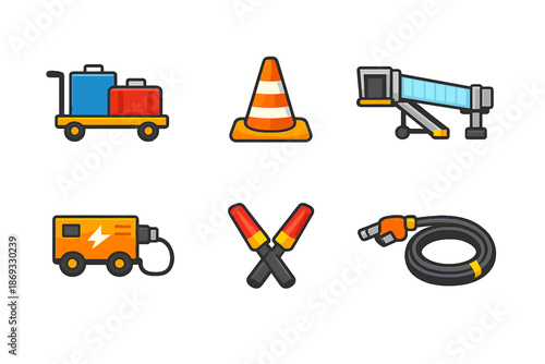 Airport ground support equipment icons