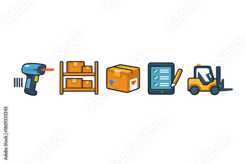 Logistics and warehouse icons