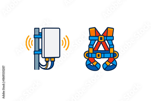 Safety harness and signal transmitter icons