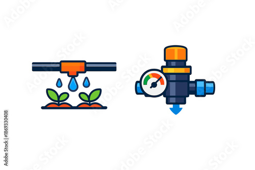 Drip irrigation and pressure regulator icons