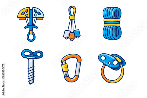 Climbing Equipment Icons Set