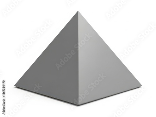 Simple gray pyramid illustration against a stark white background geometric form