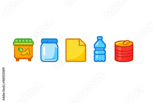 Collection of brightly colored icons with glowing outlines