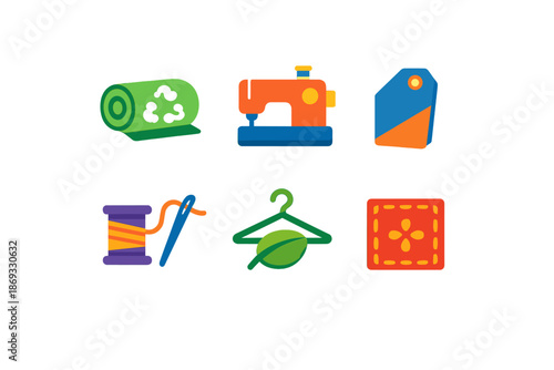 Sewing and Craft Icons Set with Soft Glow