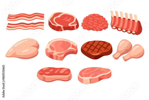 Assorted Meat Cuts Illustration