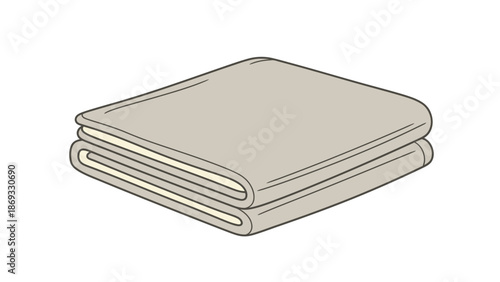 Illustration of a neatly folded beige blanket or fabric lying flat on a surface