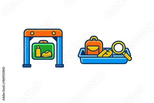 Airport Security Scanner and Tray with Belongings