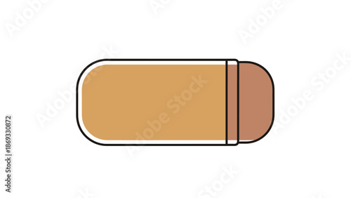 Minimalist brown and pink rubber eraser icon, symbolizing correction, school, and office supplies