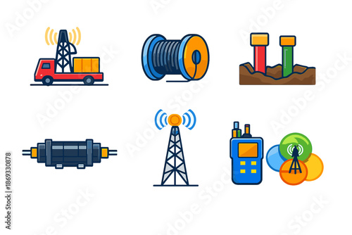 Communication and Technology Icons Set