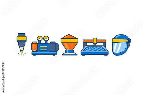 Industrial equipment and safety gear icons