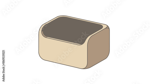 Isolated minimalist square box with rounded corners on a white background