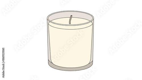 A simple illustration of a scented candle in a clear glass container