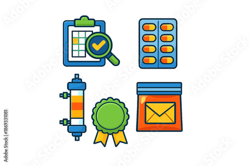 Set of four medical and business icons