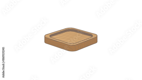 Minimalist wooden coaster illustration with ribbed texture, perfect for drinks or decorative display, isolated on white background