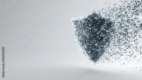 Wallpaper Mural conceptual cybersecurity shield made of digital particles isolated on white background Torontodigital.ca