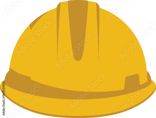 Bright yellow construction hard hat icon represents industrial safety equipment and hard labor protection.