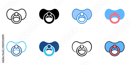 Pacifier icons set multiple style collection. Editable stroke 
