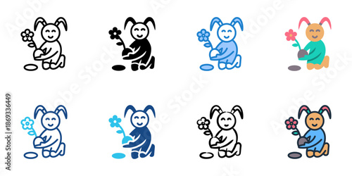 Gardening icons set multiple style collection. Editable stroke 
