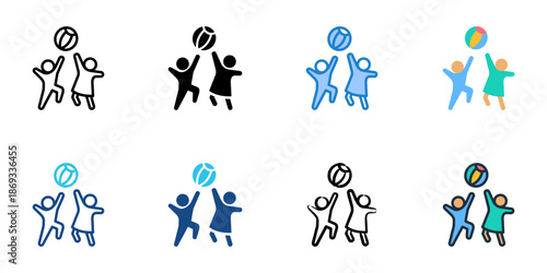 Playing icons set multiple style collection. Editable stroke 
