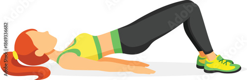 Beautiful athletic woman doing a sports. Body workout, fitness exercise. Healthy lifestyle. Vector illustration in flat syle