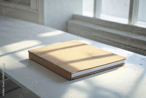 Single notebook on clean desk with copy space