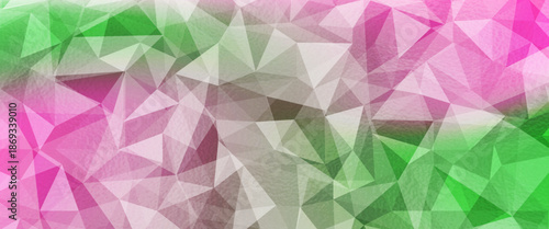 Light Pink, Green vector of small triangles on white background. Illustration of abstract texture of triangles. Pattern design for banner, poster, cover.