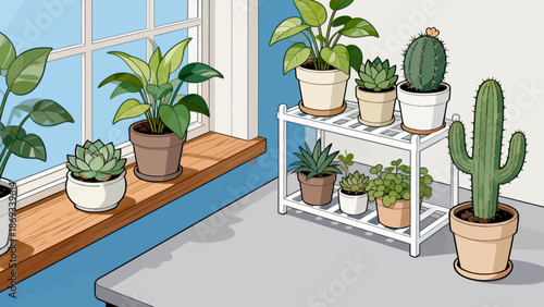 Indoor potted plants by window