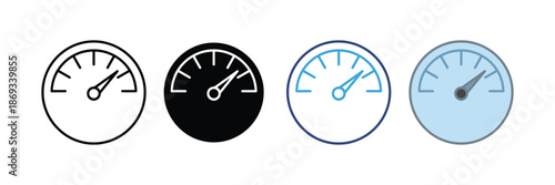 Speedometer Gauge Icon Set for Performance and Dashboard UI Vector