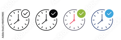Clock Time Check Icon Set for Schedule and Deadline UI Vector