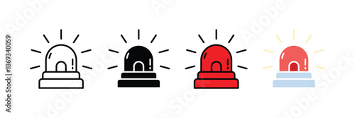 Emergency Siren Alarm Icon Set for Warning and Alert Systems UI Vector