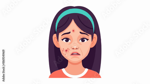 Distressed young person with acne