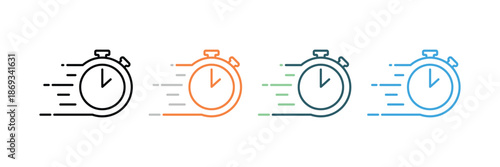 Stopwatch Speed Icons Set. Time Tracking, Fast Timer, Chronometer symbol. Vector Illustration