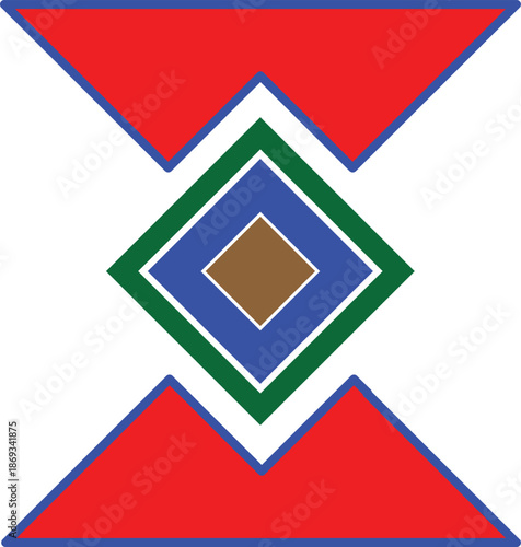 Illustration of abstract geometric shape in hourglass form with nested diamonds