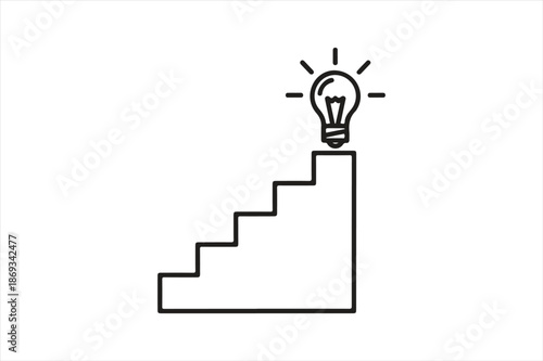 Stair step icon with light bulb for growth and success