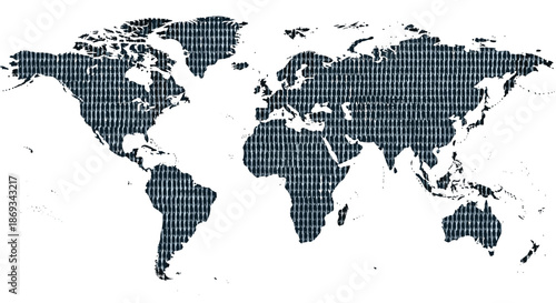 World map silhouette composed of a dense pattern of small, stylized human figures, representing global population or community.