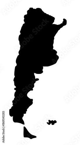 Argentina map silhouette isolated on transparent background