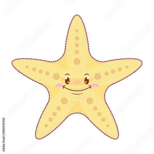 Yellow Starfish smile face cartoon cute