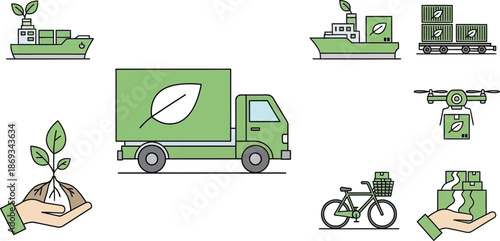 Eco-friendly Waste Management Symbols and Illustrations for Sustainability in Nature and Environment