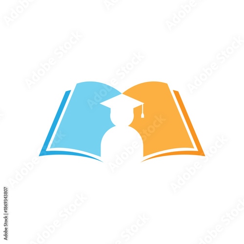 Graduate with a book logo