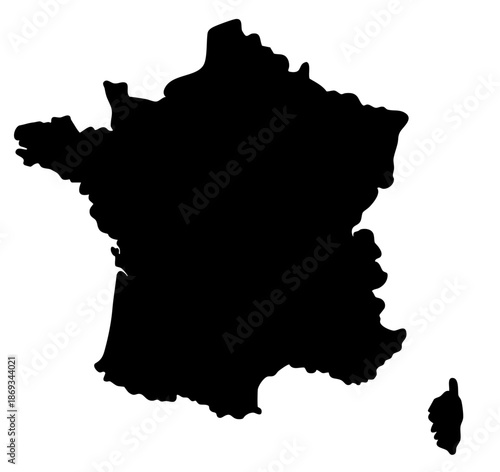 France map silhouette isolated on transparent background
