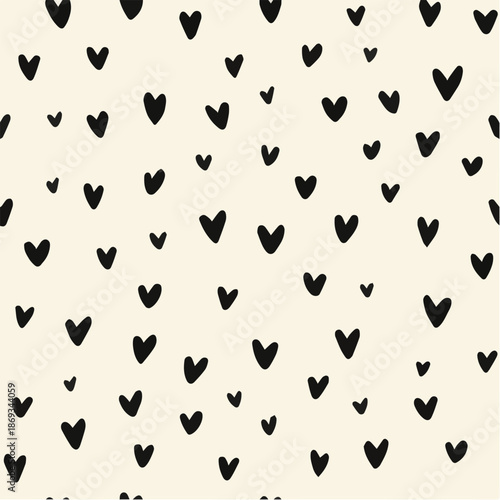 Minimal heart seamless pattern on light cream background