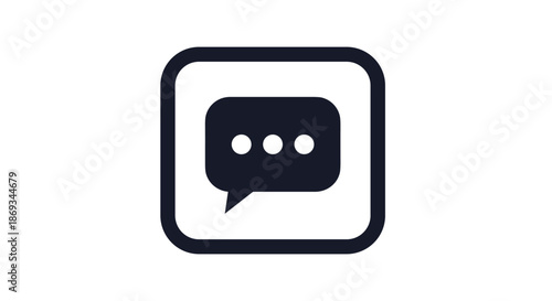 Modern and simple message or chat icon, featuring a speech bubble with three dots inside a square with rounded corners.
