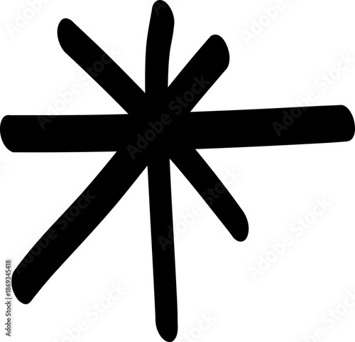 Hand Drawn Cross Sparkle Icon - Simple Shine Effect Doodle