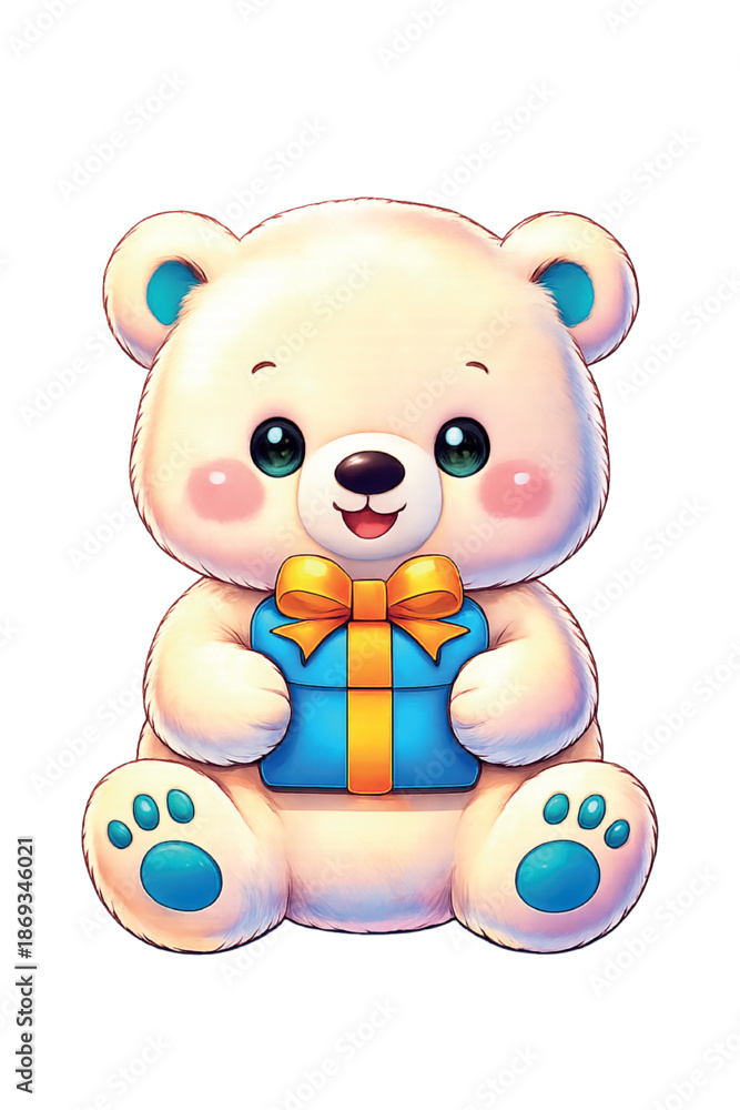 Obraz premium teddy bear with a gift