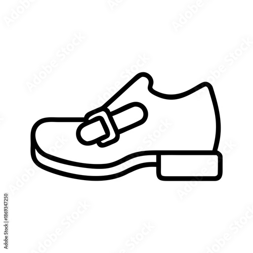Outline of a classic shoe with buckle in minimalist style  
